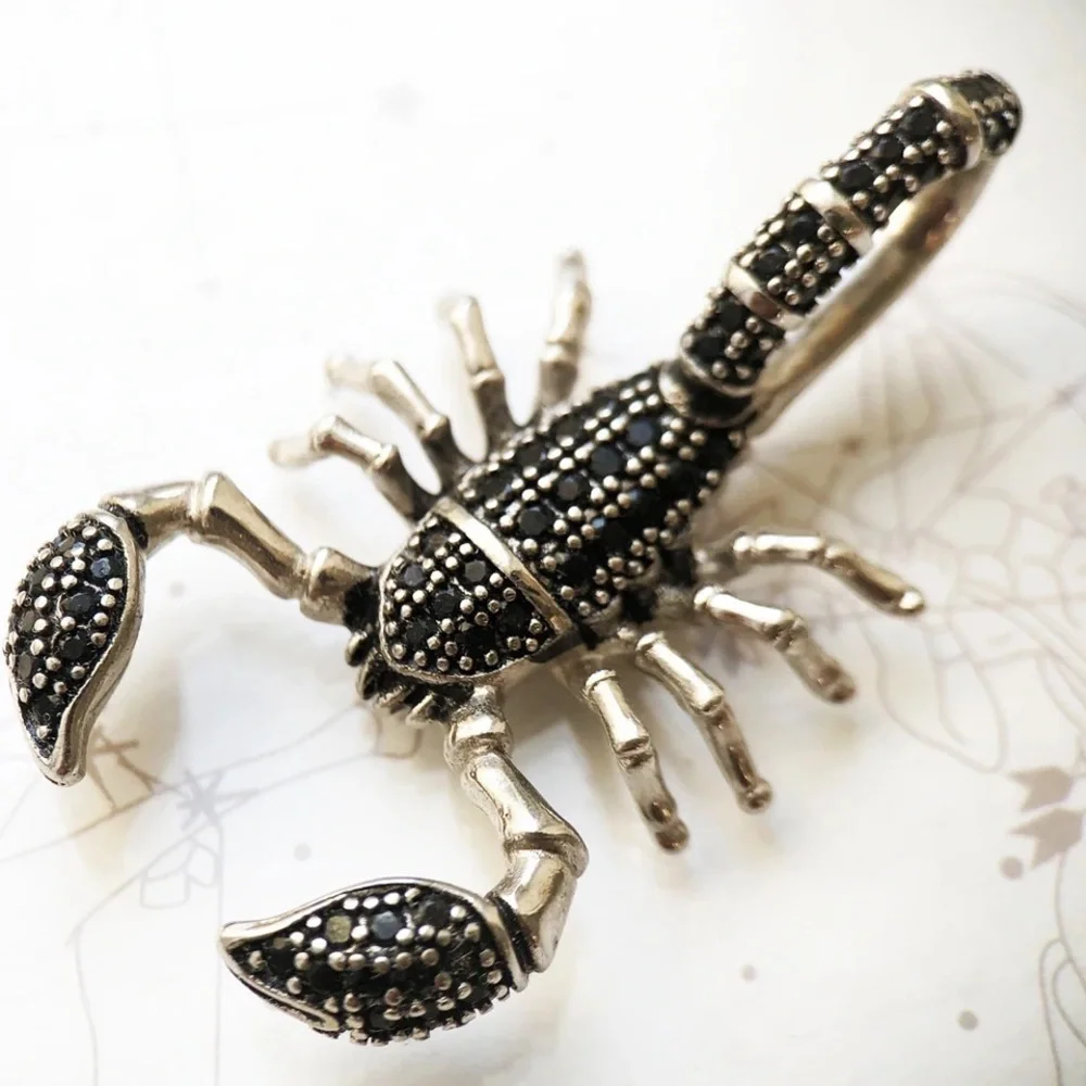 Anthro Pendant Scorpion Black Fashion Jewelry 925 Sterling Silver Rebel Men - Picture 3 of 16